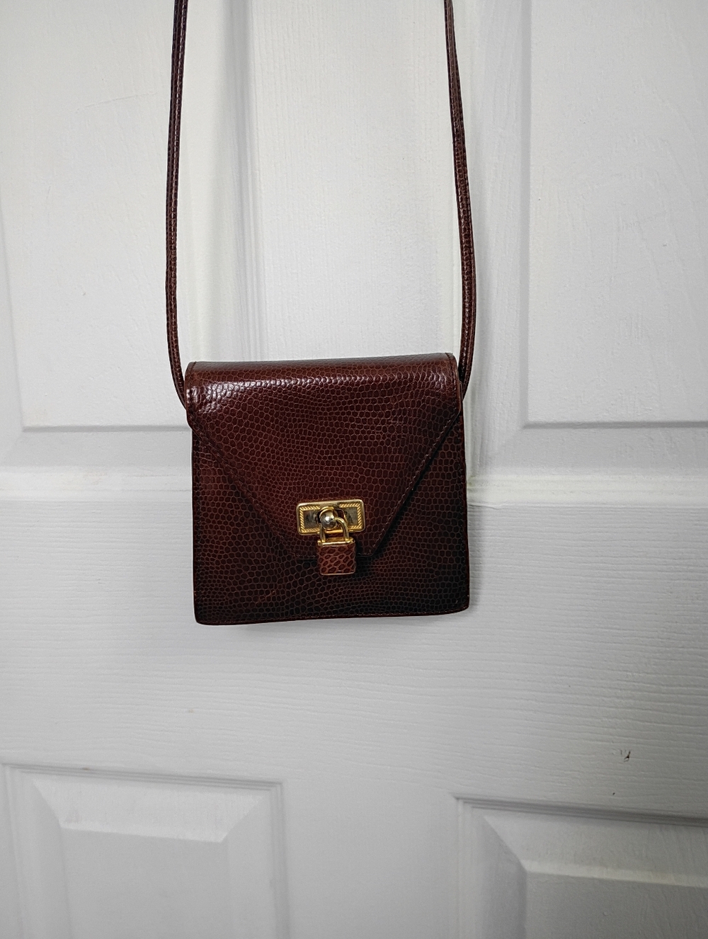 Vintage Bloomingdale Brown Mini Crossbody Purse with Gold Hardware
